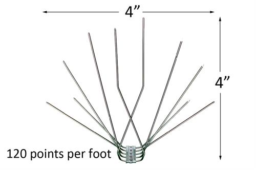 Nixalite Model S Bird Spike with dimensions 120 point per foot