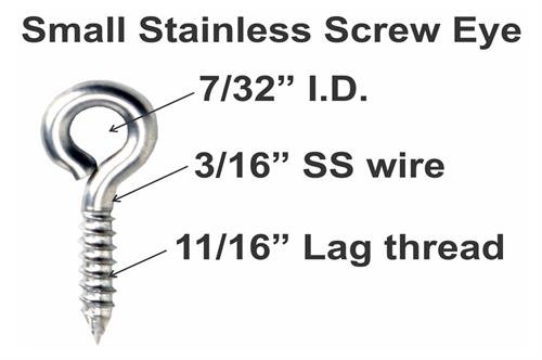 small stainless screw eye specs