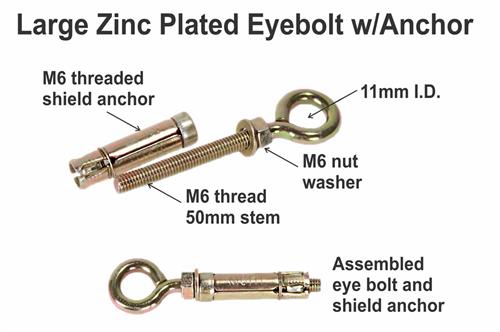 Zinc Plated Eye Bolt with Shield Anchor specs