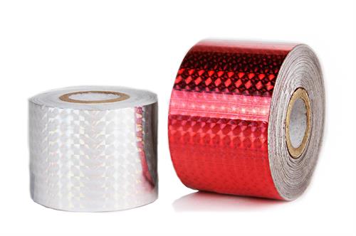 Silver and Red Rolls of Scare Away Bird Tape